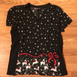 Christmas Themed Scrub Top